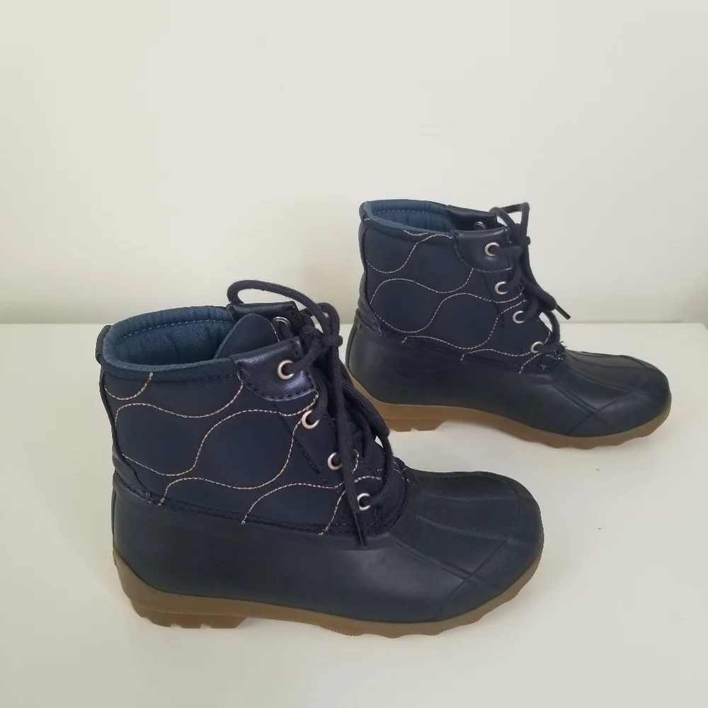 Sperry Navy Gold Quilted Port Boot Size 1M Girls Youth